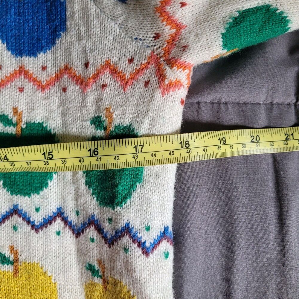 BODEN Womens Medium Fair Isle Fruit Yoke Knit Wool Blend Sweater Apple Rainbow - Picture 4 of 5